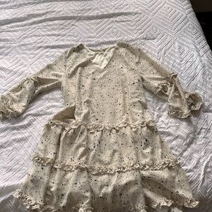 Boutique 9 Cream Speckled Long Sleeve Dress